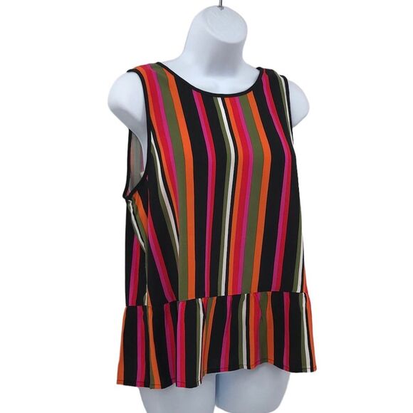 Riley & Rae Clown Striped Peplum Sleeveless Top Sz. M KIdcore - Picture 7 of 12